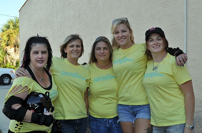 The Sarasota Roller Girls, Linda Bruno, J. Goodrich, Beth Noble, Courtney Matejik and Kim Dziuk