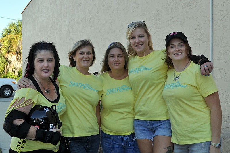 The Sarasota Roller Girls, Linda Bruno, J. Goodrich, Beth Noble, Courtney Matejik and Kim Dziuk