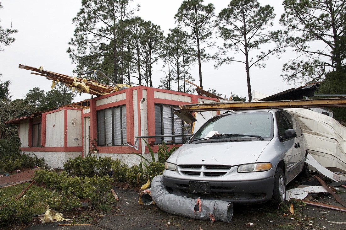 A Palm Coast home damaged by a tornado that landed Dec. 14. (Photo by Steven Sobel)