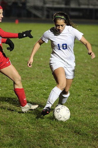 Matanzas' Karen Rodriguez possesses the ball Monday night against Seabreeze. (Photos by Andrew O'Brien)