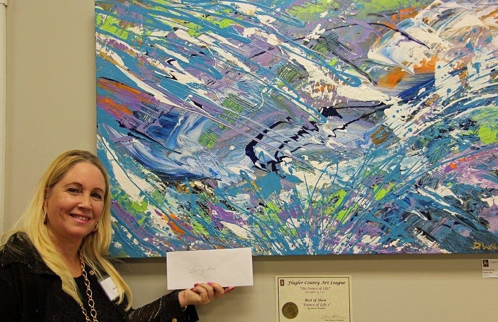 Dora Wacker and her Best of Show painting "Dance of Life 1." COURTESY PHOTOS
