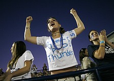 Katherine Berg, 17, was one of the rowdiest Thunder fans in the crowd.