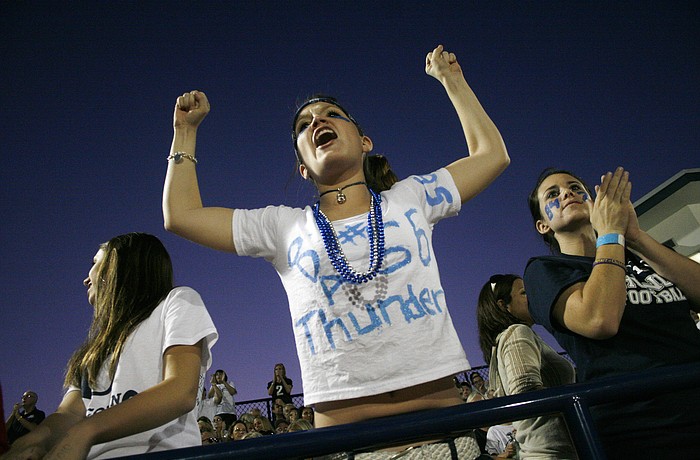 Katherine Berg, 17, was one of the rowdiest Thunder fans in the crowd.