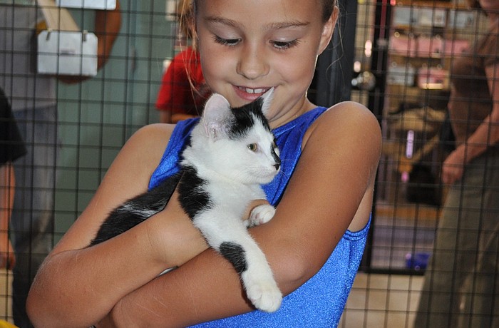 Avery Underahl cuddles up with a kitten.