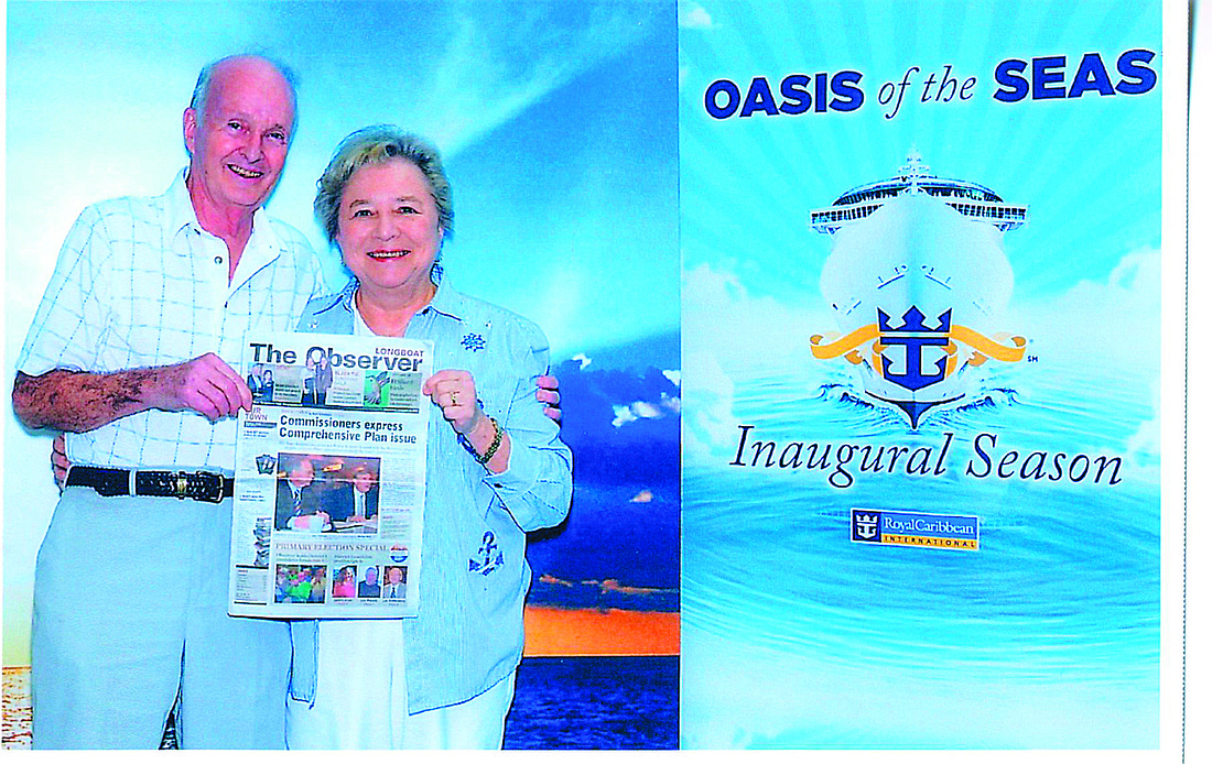 Jere and Joanne Sheehan aboard the Oasis of the Seas earlier this year.