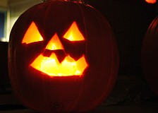 Once the pumpkins were carved, students placed a candle inside.