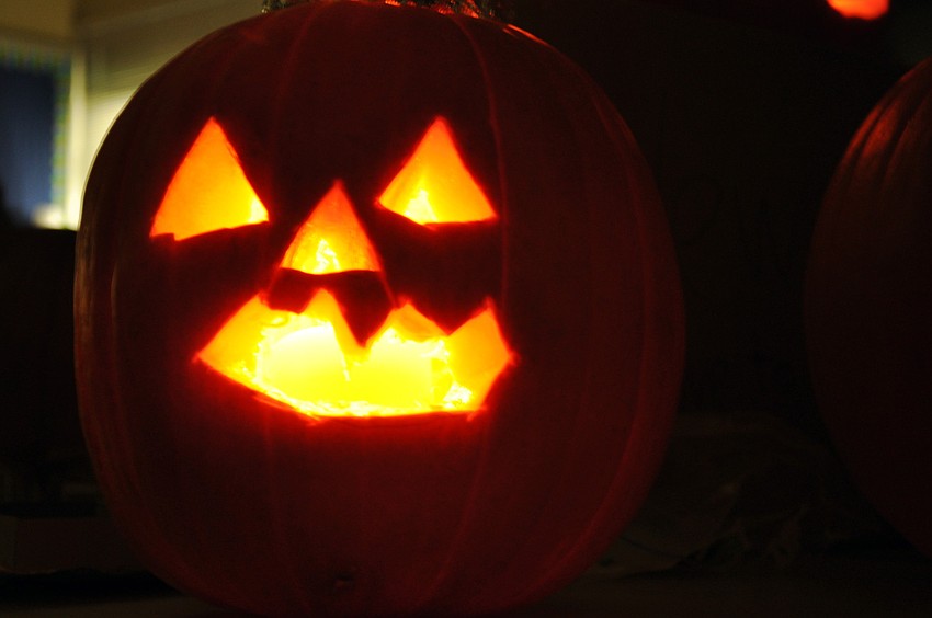 Once the pumpkins were carved, students placed a candle inside.