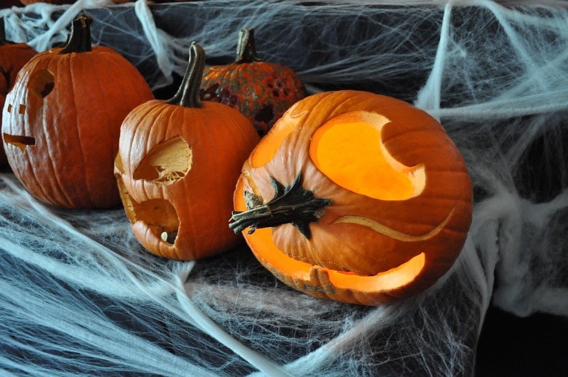 Dozens of pumpkins were entered in the pumpkin carving contest.