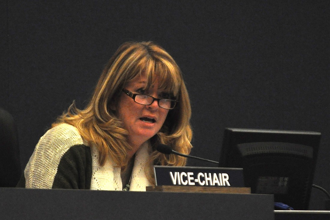 School Boar Vice Chairwoman Colleen Conklin at a meeting Jan. 7. (Photo by Jonathan Simmons)