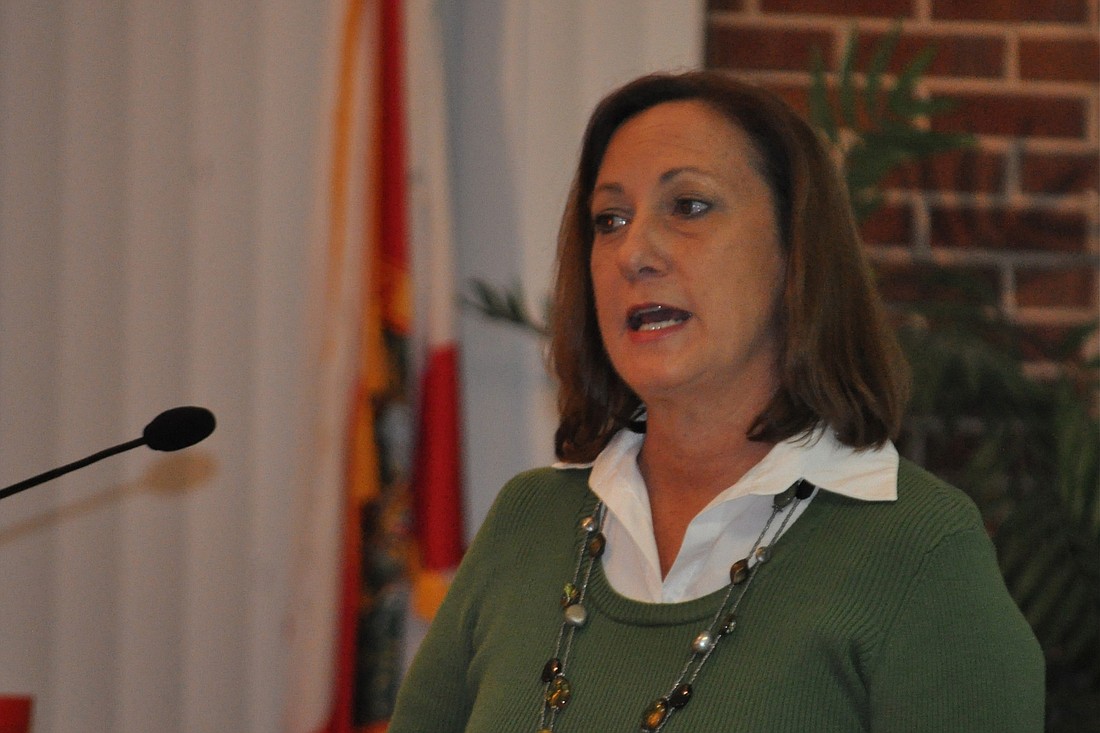 Flagler Beach Mayor Linda Provencher speaks during a Flagler Beach City Commission meeting Thursday, Jan, 9. (Photo by Jonathan Simmons)