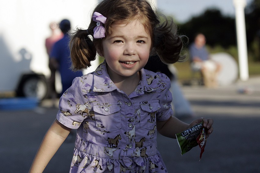 Three-year-old Hannah Leitzman dressed up as a cowgirl for Halloween.
