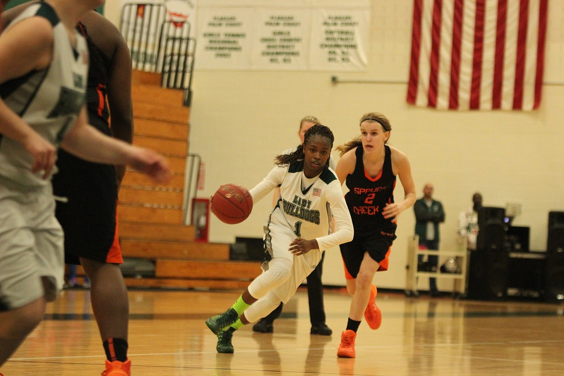 Flagler Palm Coast guard Ivana Boyd scored 20 points to go with seven steals, five assists and six rebounds in Monday's win over Spruce Creek. (Photo by Andrew O'Brien)