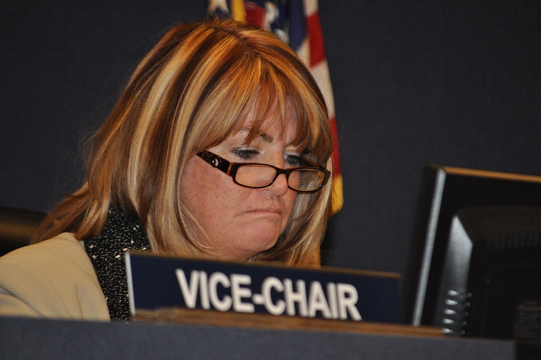 School Board Vice Chairwoman Colleen Conklin at a School Board meeting Tuesday, Jan. 21 (Photo by Jonathan Simmons)