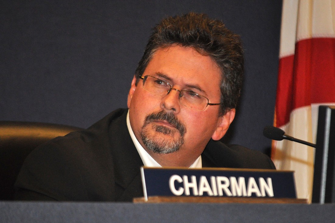 Flagler County School Board Chairman Andy Dance at School Board meeting Tuesday, Jan. 21 (Photo by Jonathan Simmons)