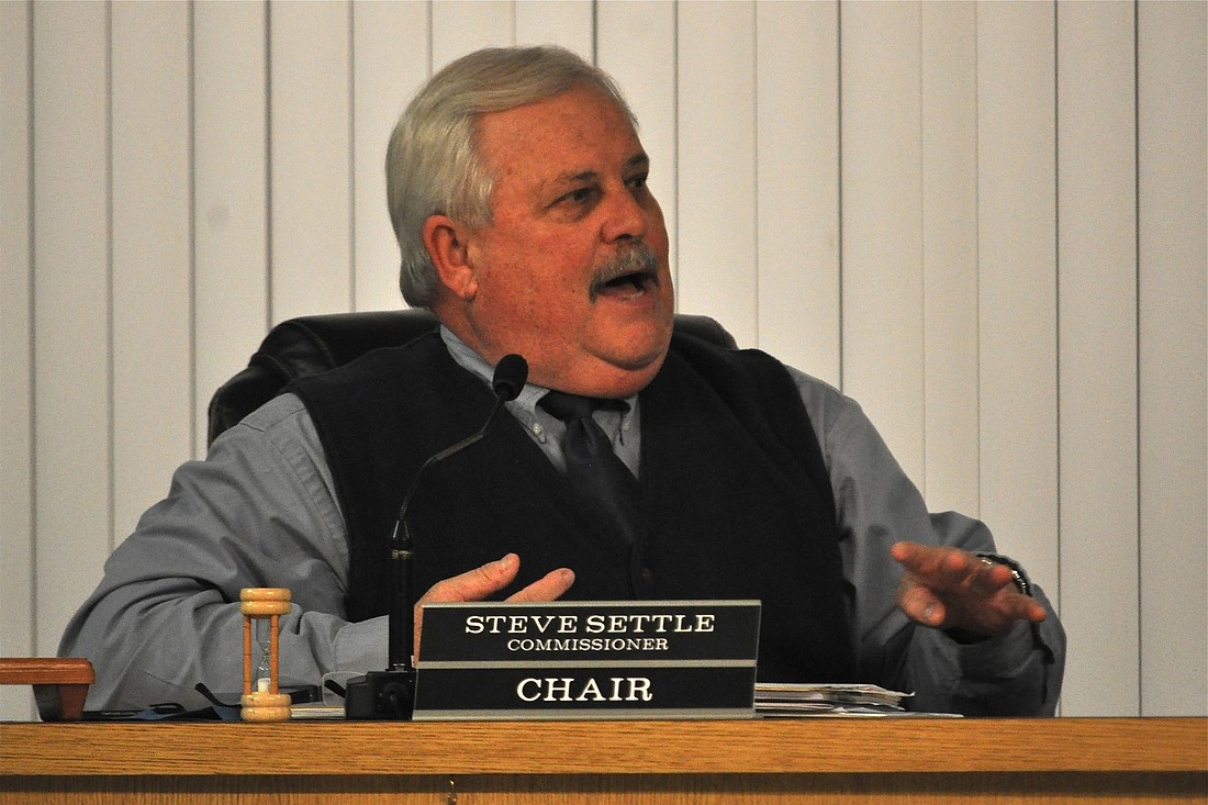 Flagler Beach Commission Chairman Steve Settle speaks during a commission meeting Thuesday, Jan. 23. (Photo by Jonathan Simmons)