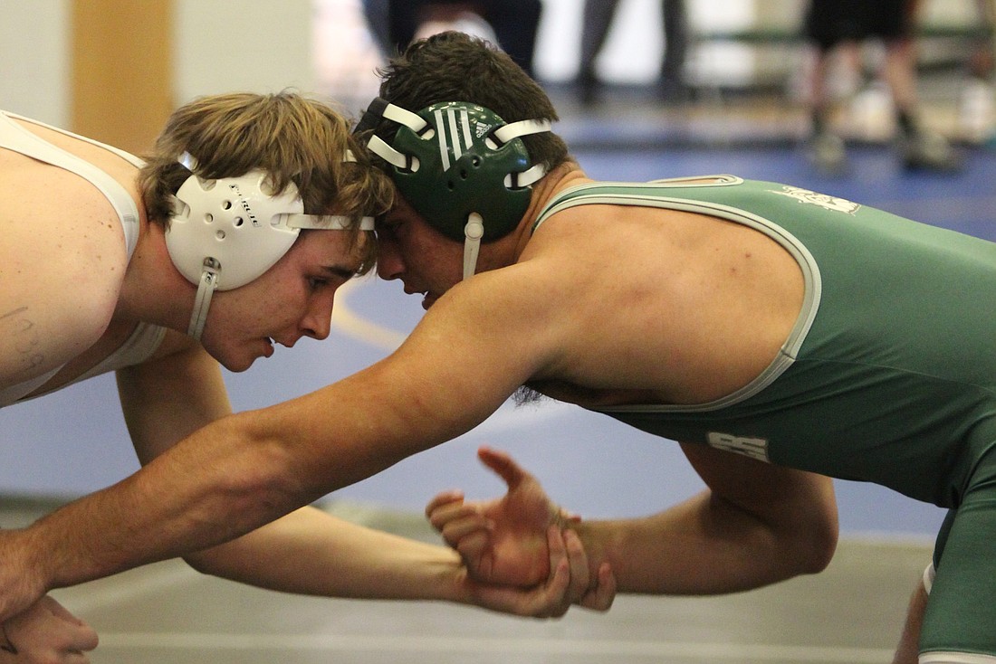 Flagler Palm Coast's Jonathan Muniz won his match in the 195-pound weight class. (File photo by Andrew O'Brien)