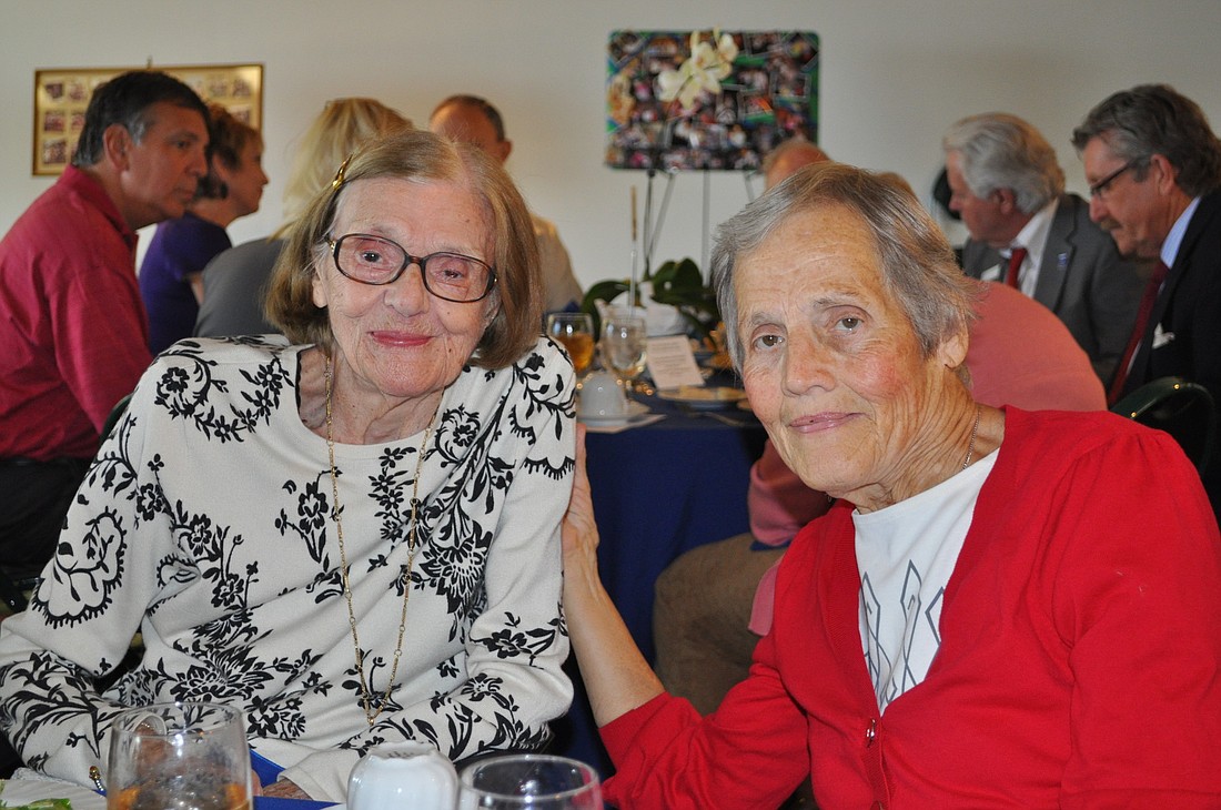 Marlene Pust, the first person to volunteer at the Senior Friendship Center Living Room, and Betty Wendholt