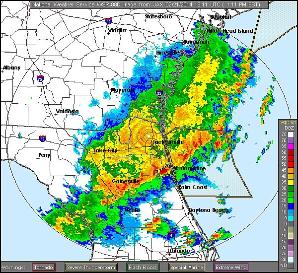 The storm is spanning from Putnam County to St. Johns County. (Courtesy photo)