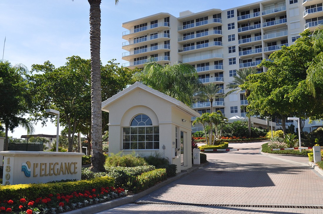 Unit A-302 at L'Elegance, 1800 Benjamin Franklin Drive, on Lido Beach, has two bedrooms, three bathrooms and 1,980 square feet of living area. It sold for $693,000.