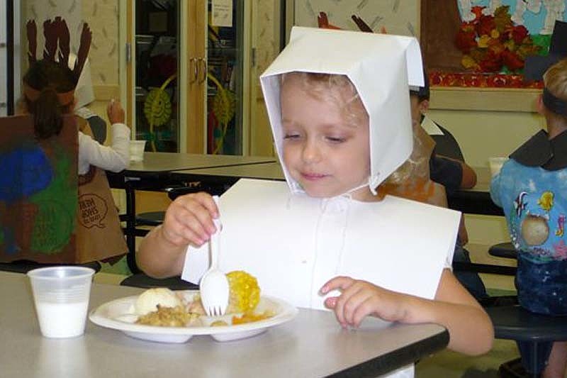 Ryan Fensterle dressed in Pilgrim garb.