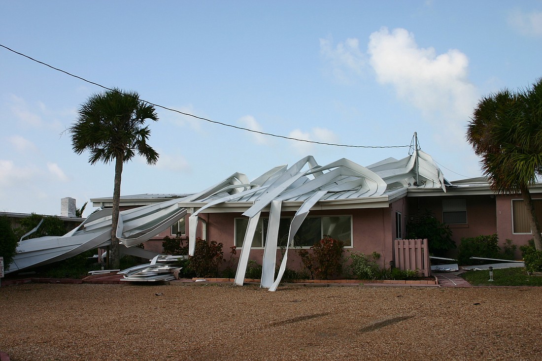 Hurricane Jeanne ripped off the roof of the Apollo condominium on Longboat Key in 2004.