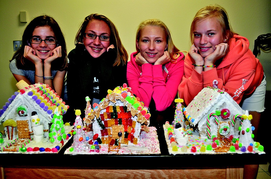 Eighth-graders Lauren Ponzo, Julia Stringer, Raya Cates and Lucie Blahackova