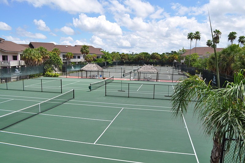 For zoning purposes, recreational amenities must be available to guests at The Colony, such as these tennis courts.