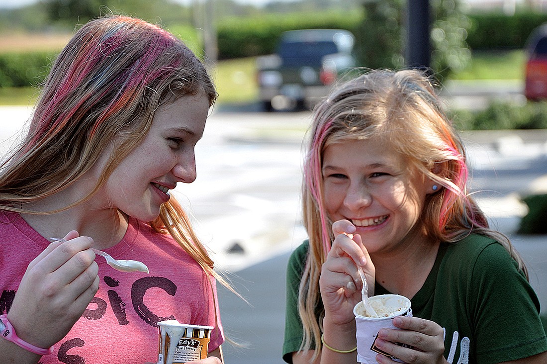 Sara Rae Jensen and Elizabeth Tuite loved the ice cream donated by EdyÃ¢â‚¬â„¢s.