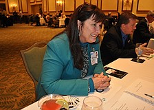 Jane von Hahmann of the Manatee County School District made speed networking look easy.