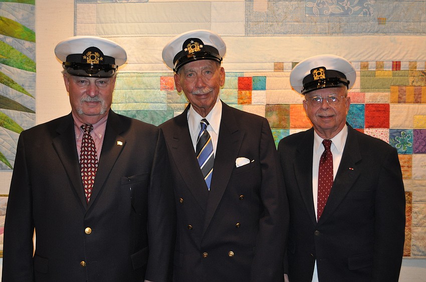 Len Trudell, Vice Commodore; Fred Schwing, Commodore Emeritus; and Bob Geraci, Dockmaster