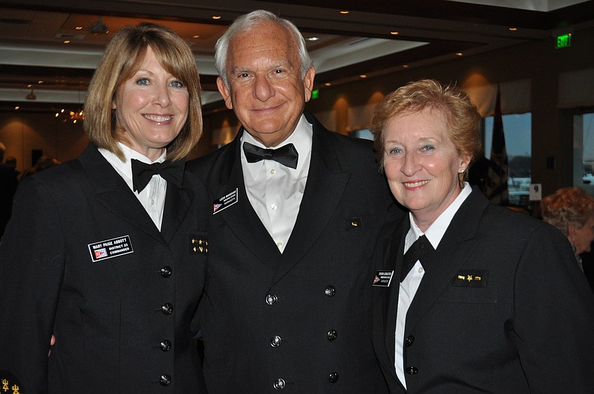 District Commodore Mary Paige Abbott; Sarasota Power Squadron Commodore Leon Warshaw; and Executive Officer, Susan Lomastro