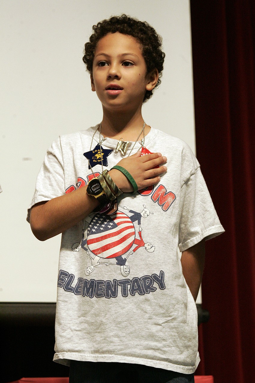 Fourth-grader Giordano Scarano knew all of the words to the Star Spangled Banner.