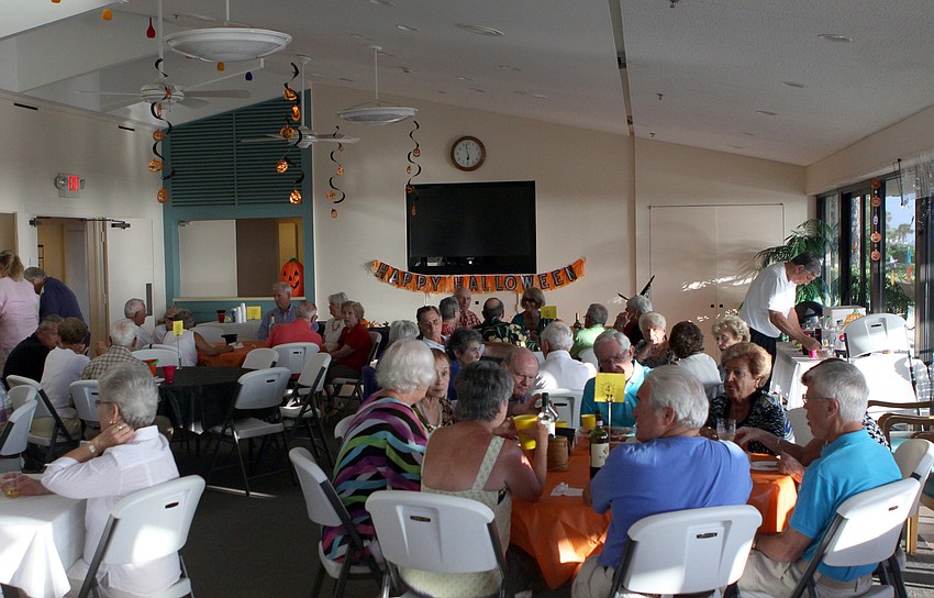The Seaplace clubhouse decked out for Halloween for the community potluck.
