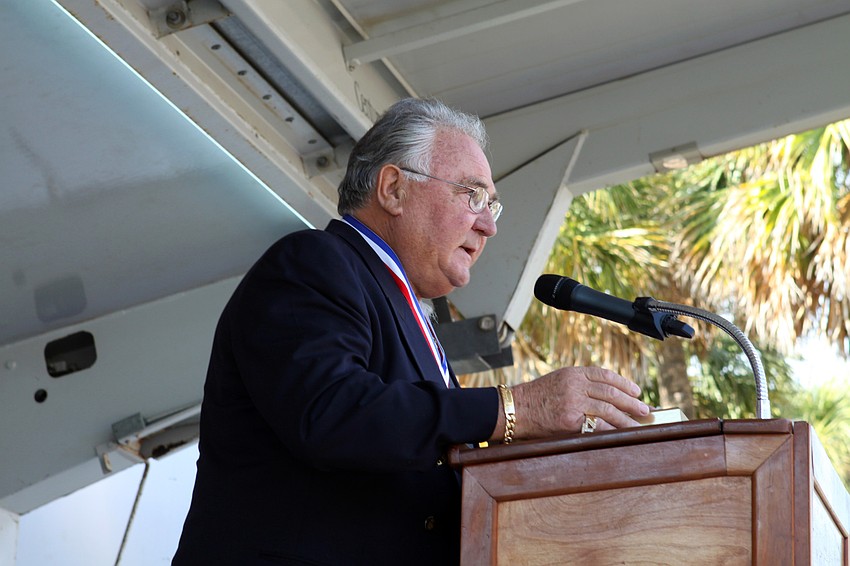 Jean â€œTarzanâ€ Zerbini makes an emotional speech during the ceremony on Sunday.