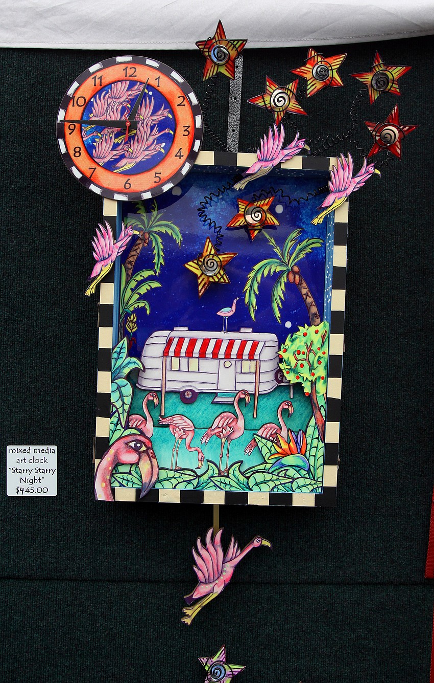 A mixed-media art clock called 