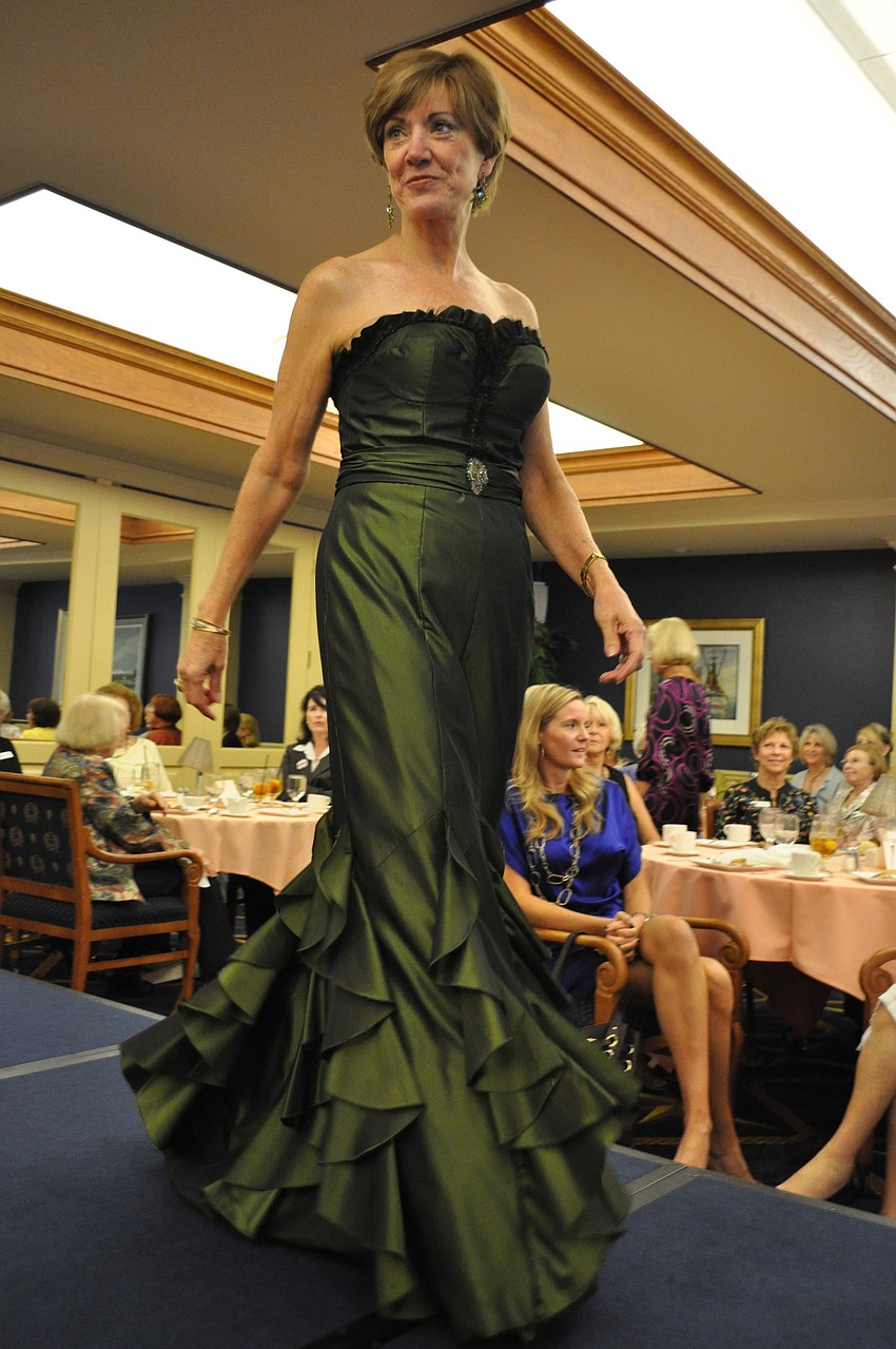Karin Jones in the final look, a stunning Badgley Mischka gown.