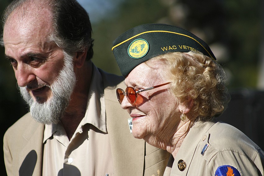Gerry Haller was one of several veterans who received commemorative coins at the ceremony from Bob Moffa.