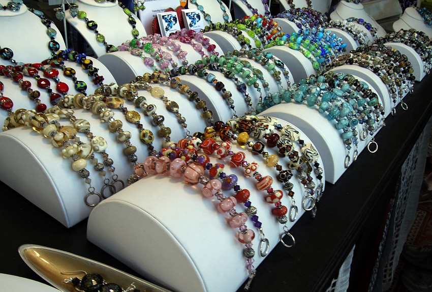 Glass bead bracelets created by Sherry Fennessy Glass Art Jewelery were on display on Saturday, Jan. 29 at St. Armand's Art Fair.