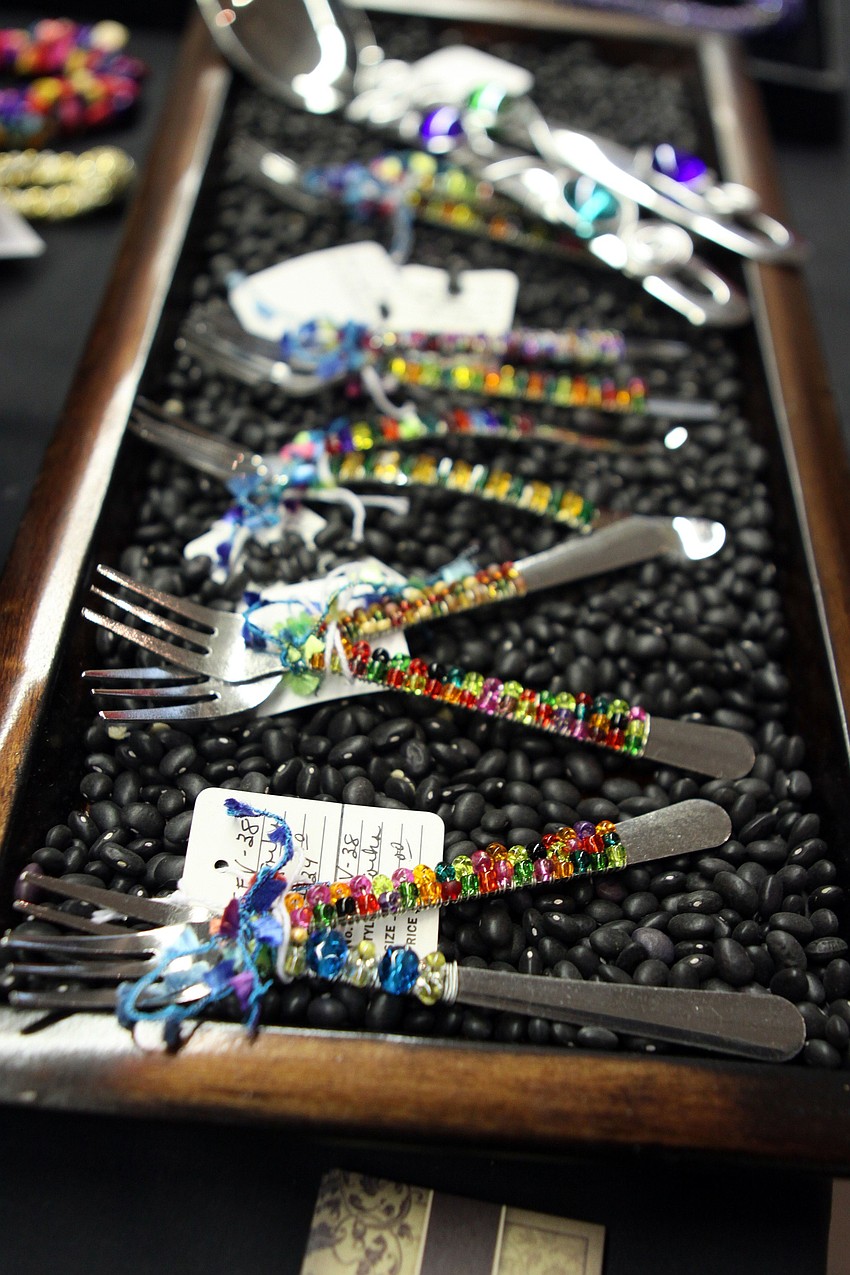 Elaine Vaughn's beaded silverware at the Fabulous Arts Boutique.