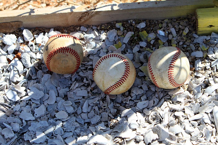 A few baseballs lay outside the gate of one of the fields on Saturday, Feb. 19 at Twin Lakes Park during Central Sarasota Little League Opening Day.