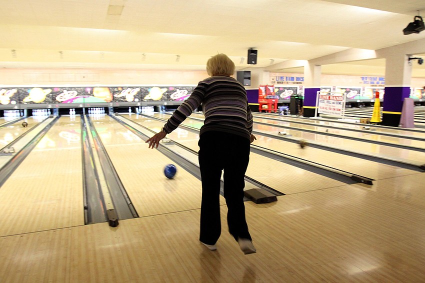 BKYC bowling member, Lola Keeler, lets her ball make its way down the lane on Monday, Feb. 28 at Sarasota Lanes.
