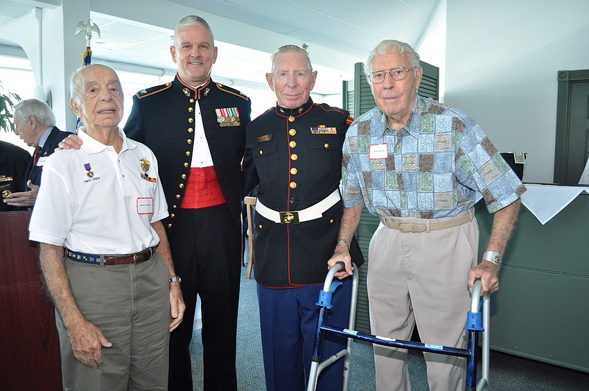 Lt. Stanley Tsigounis, guest speaker Patrick Kanewske, Hurb Thompson and Andy Speed