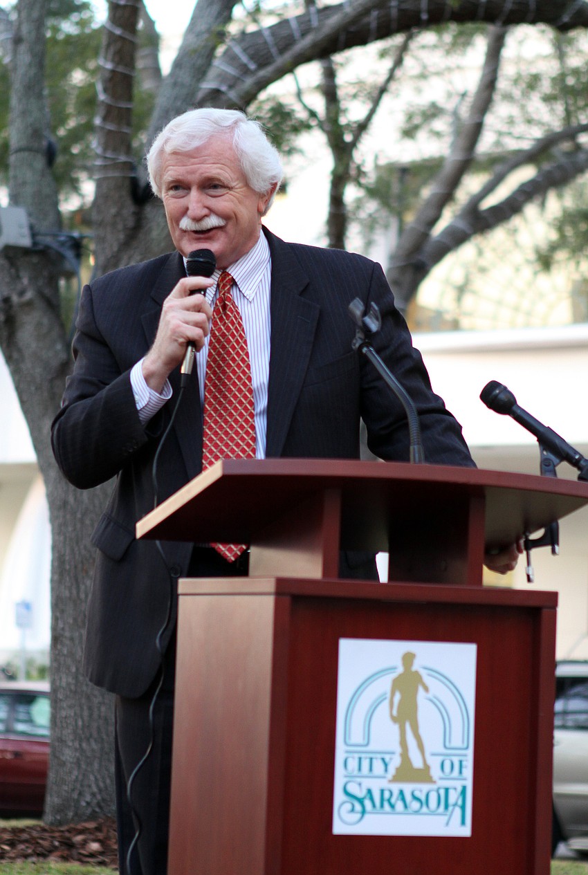 Jim Shirley, Executive Director of the Arts and Cultural Alliance of Sarasota County, speaks at the Intersections Kickoff Celebration on Thursday, Jan. 20.