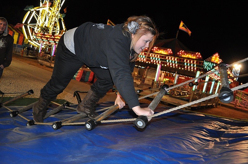 Dianna Lebel, a student at the State College of Florida, gave her best shot at the ladder climb.