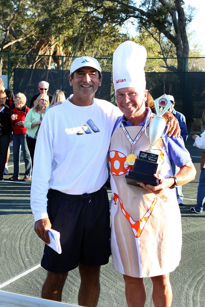 Dave Sparks announces the winners of the chili cook-off on Friday, Jan. 28 at Longboat Key Public Tennis Center.