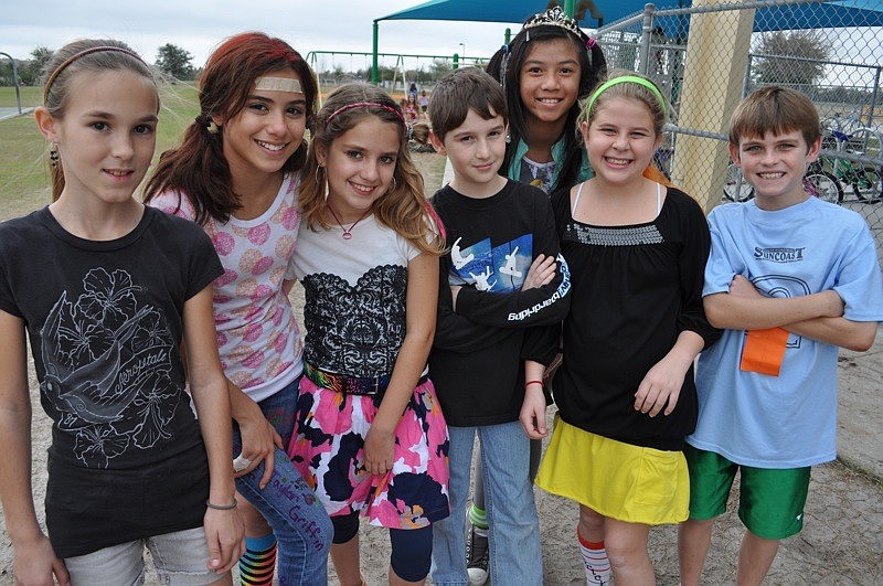 Fifth grade students Julia Ayers, Gia Ciccone, Riley Loncao, Joseph Zagorski, Lilian Nguyen, Halie Basden and Kyle Wray enjoyed Mix 'n Match Day Feb. 3.