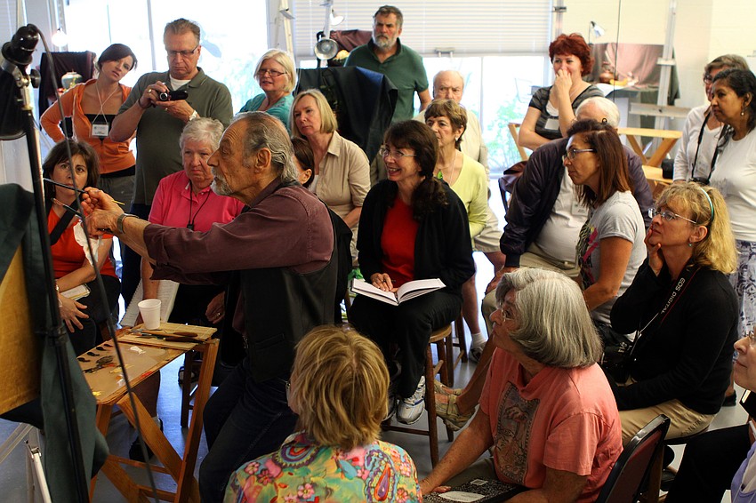David Leffel paints a still life as the students in his workshop watch and take notes on Monday, Feb. 21 at Longboat Key Center for the Arts. This is Leffel's fifth year teaching a workshop at Longboat Key Center for the Arts.