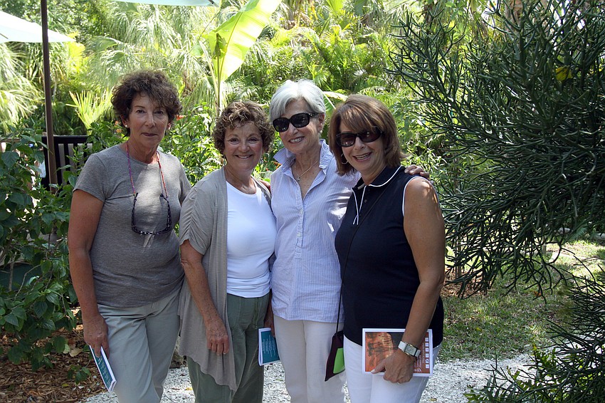 Barbara Eisenberg, Donna Pearlman, Judy Roscow and Annie Cohen in the backyard of the Pressly home on Saturday, March 5 during the Home and Garden Tour.