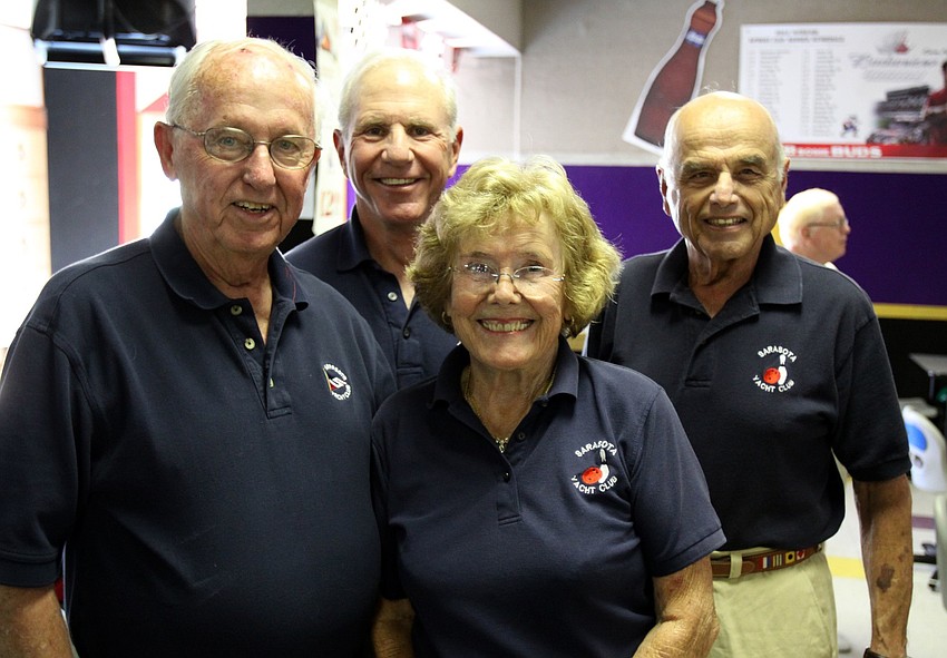 Ray Hutchins, Jeff Johnson, Dee Devlin and Bob Mast were one of the SYC teams that bowled against BKYC on Monday, Feb. 28 at Sarasota Lanes.