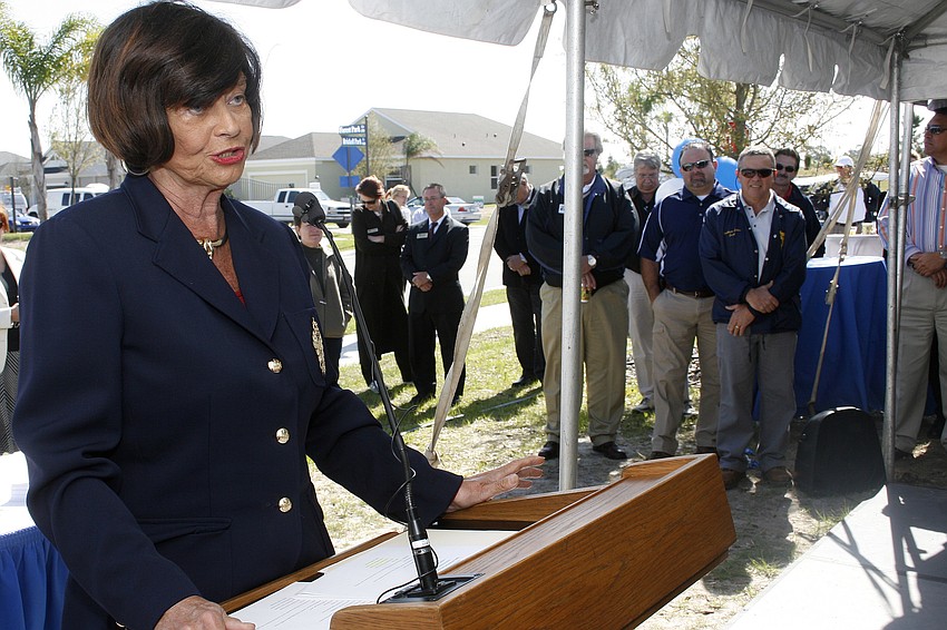 Manatee County Commissioner Donna Hayes spoke at the event, along with fellow Commissioner John Chappie and Sarasota County Commissioner Jon Thaxton.